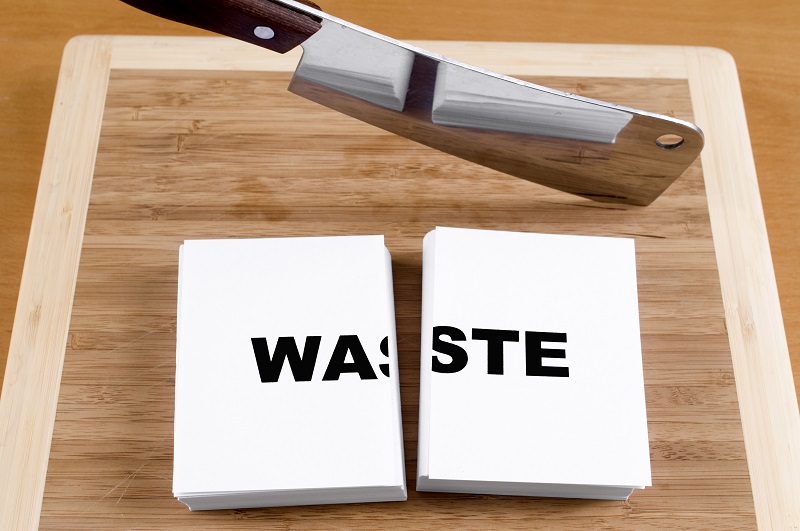 Cutting,Waste,With,A,Cleaver,And,Cutting,Board.